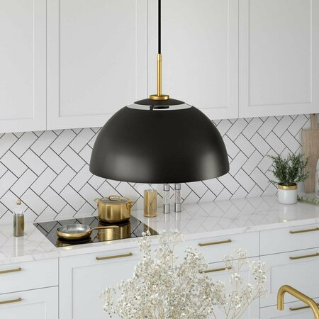 HUDSON & CANAL 16 in. Jordyn Pendant with Metal Shade Matte Black & Brushed Brass PD1657